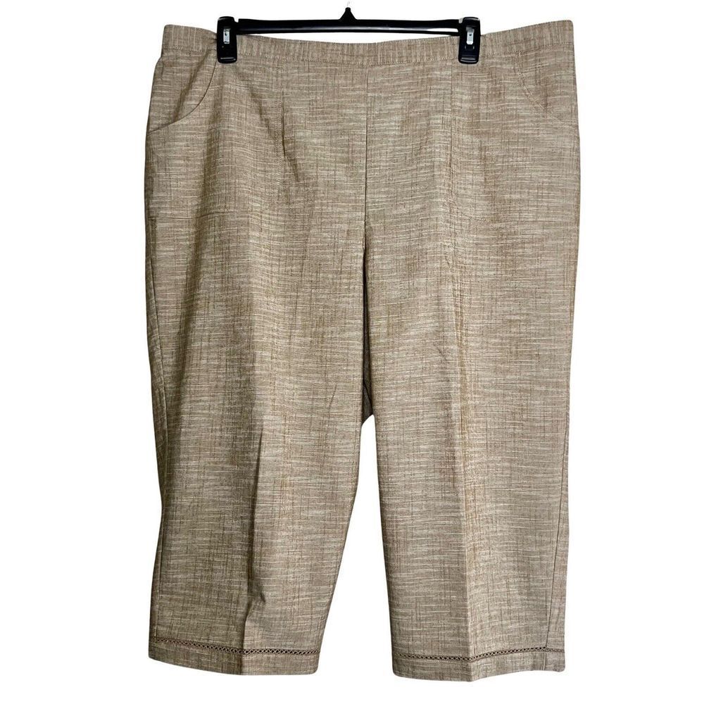 Alfred Dunner NWT Brown Coconut Classic Fit Capri Pants Plus Size 24W
